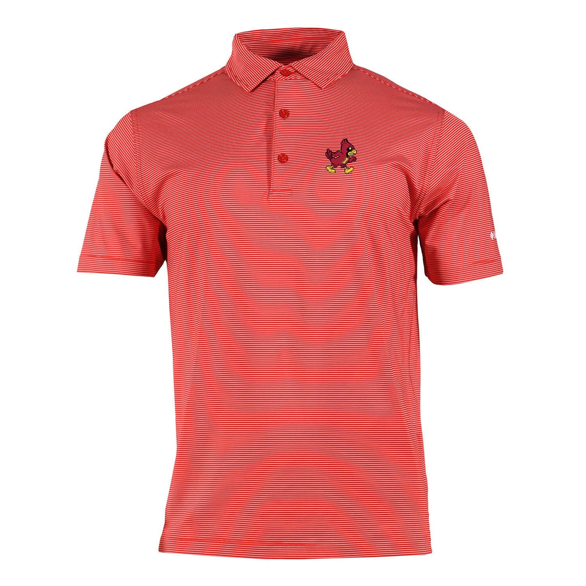 Columbia Walking Cy Cardinal Striped Polo front vendor image